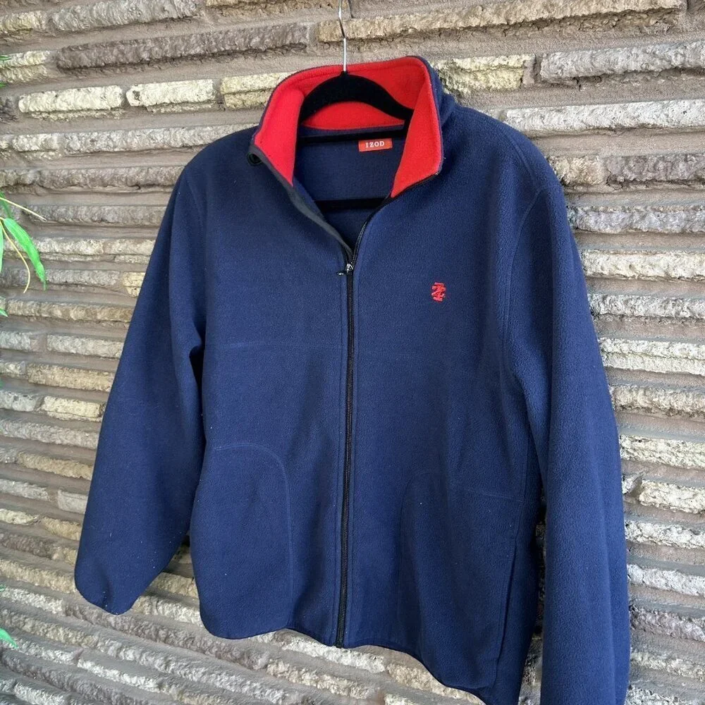 Izod Men's Vintage Fleece Full Zip Jacket Size Medium Athleisure Casual